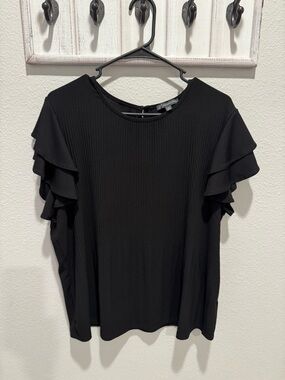 Black Ruffle Sleeve Women's Top - Adrianna Papell ECU